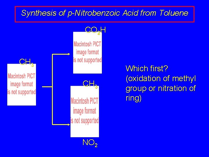 Synthesis of p-Nitrobenzoic Acid from Toluene CO 2 H CH 3 NO 2 Which