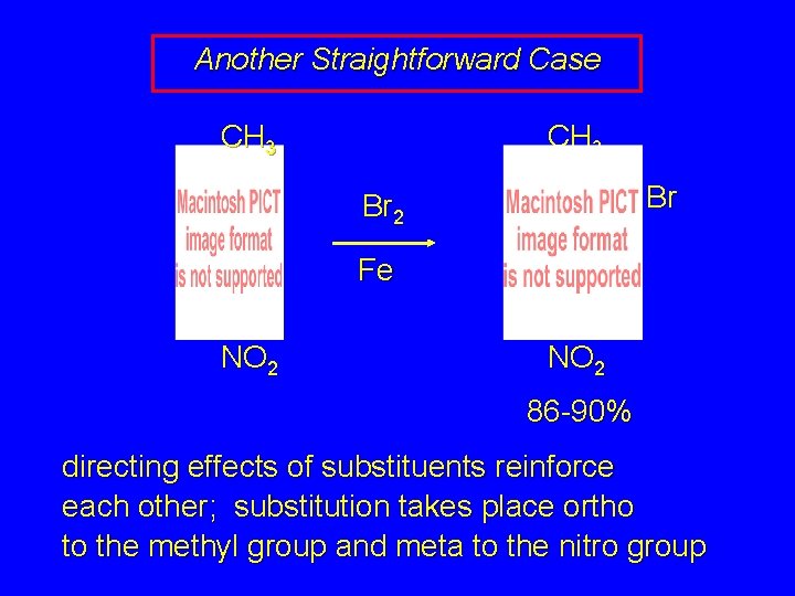 Another Straightforward Case CH 3 Br Br 2 Fe NO 2 86 -90% directing