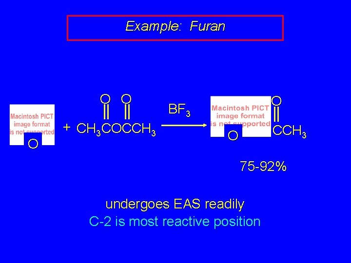 Example: Furan O O O + CH 3 COCCH 3 O BF 3 CCH