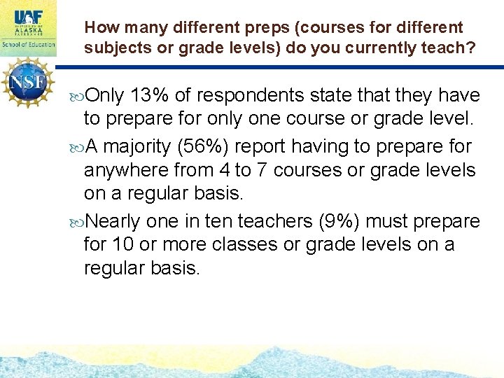 How many different preps (courses for different subjects or grade levels) do you currently