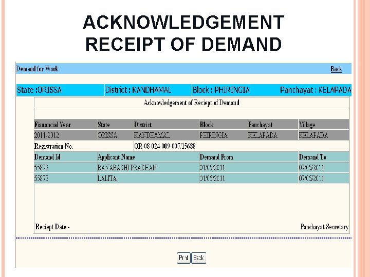 ACKNOWLEDGEMENT RECEIPT OF DEMAND 