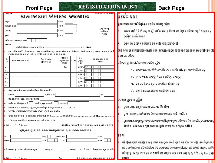 Front Page REGISTRATION IN B-1 Back Page 
