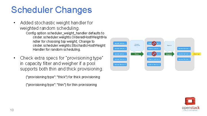 Scheduler Changes • Added stochastic weight handler for weighted random scheduling. Config option scheduler_weight_handler