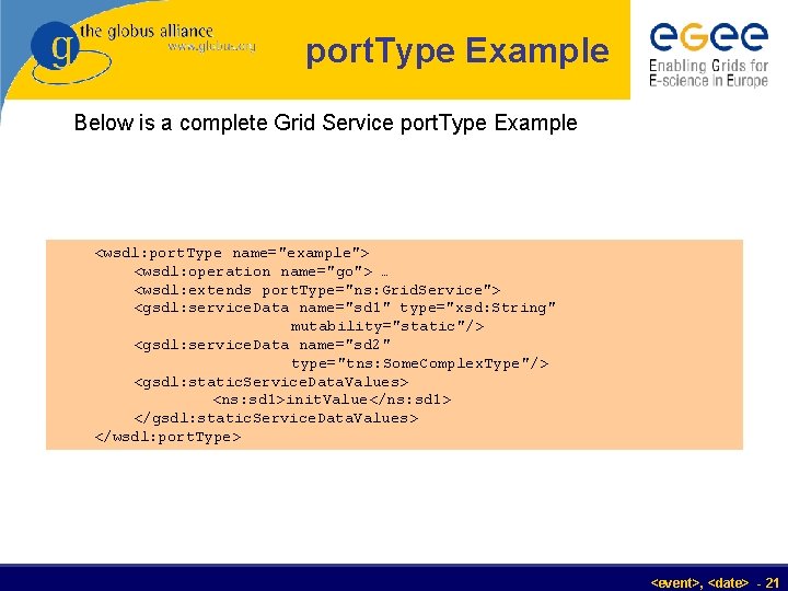 port. Type Example Below is a complete Grid Service port. Type Example <wsdl: port.