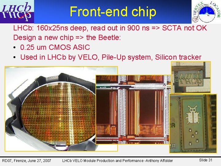 Front-end chip LHCb: 160 x 25 ns deep, read out in 900 ns =>