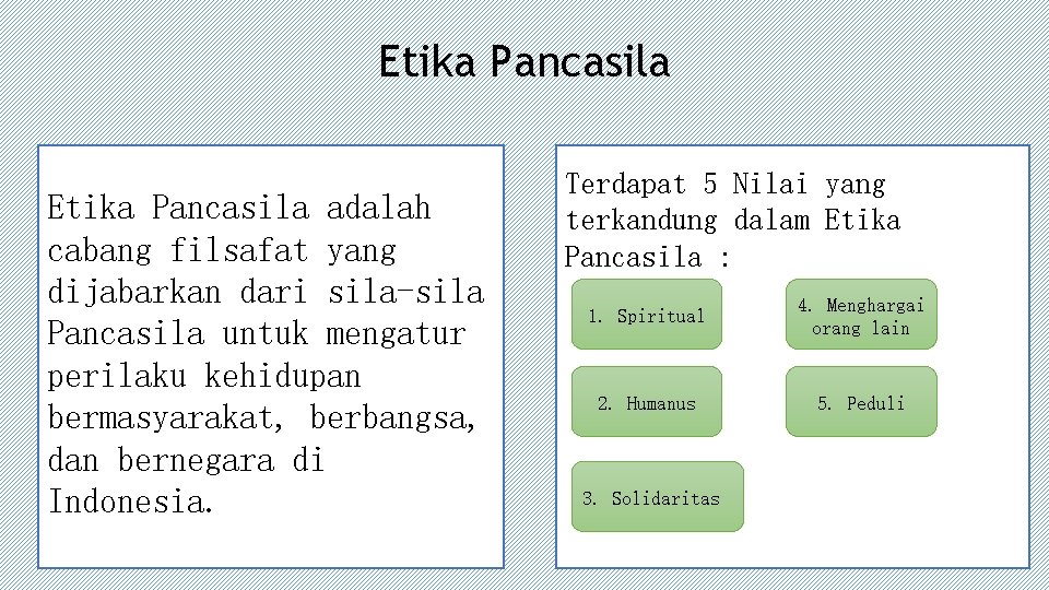 Etika Pancasila adalah cabang filsafat yang dijabarkan dari sila-sila Pancasila untuk mengatur perilaku kehidupan Etika Pancasila adalah cabang filsafat yang dijabarkan dari sila-sila Pancasila untuk mengatur perilaku kehidupan