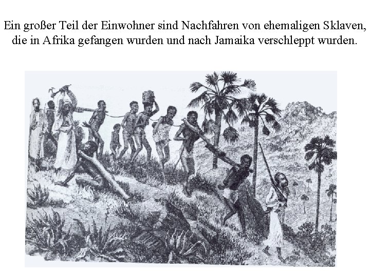 Ein großer Teil der Einwohner sind Nachfahren von ehemaligen Sklaven, die in Afrika gefangen