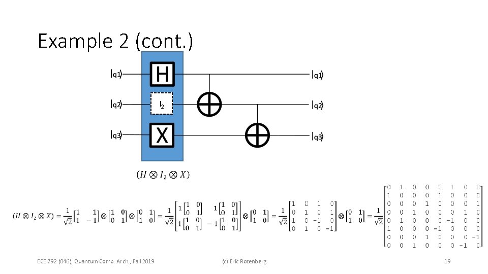 Example 2 (cont. ) I 2 ECE 792 (046), Quantum Comp. Arch. , Fall Example 2 (cont. ) I 2 ECE 792 (046), Quantum Comp. Arch. , Fall