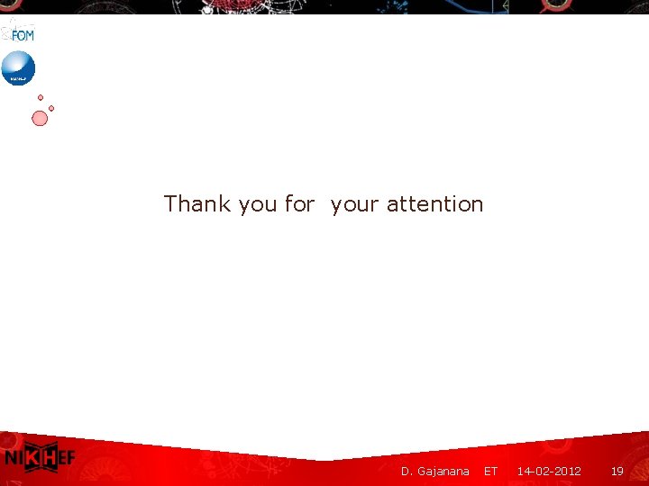 Thank you for your attention D. Gajanana ET 14 -02 -2012 19 