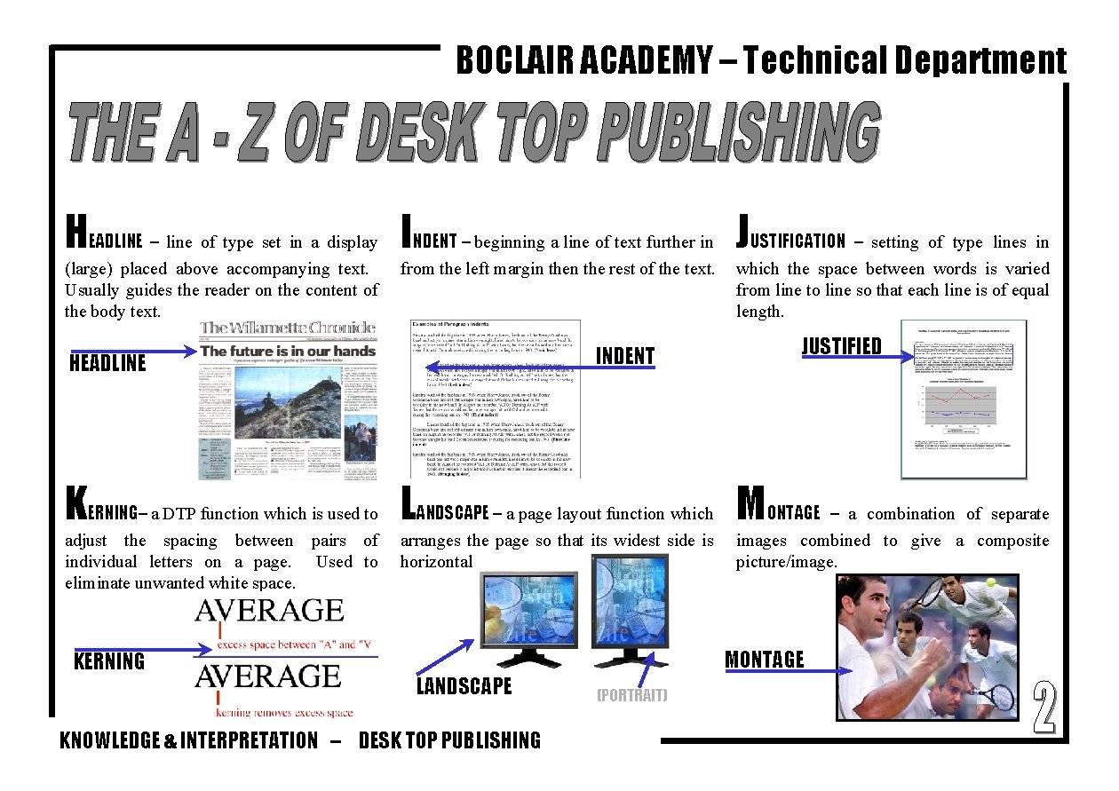 BOCLAIR ACADEMY – Technical Department HEADLINE – line of type set in a display