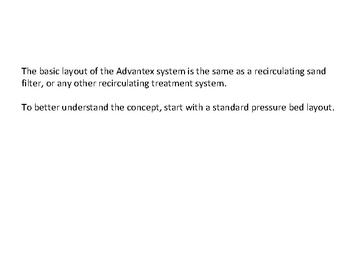 The basic layout of the Advantex system is the same as a recirculating sand