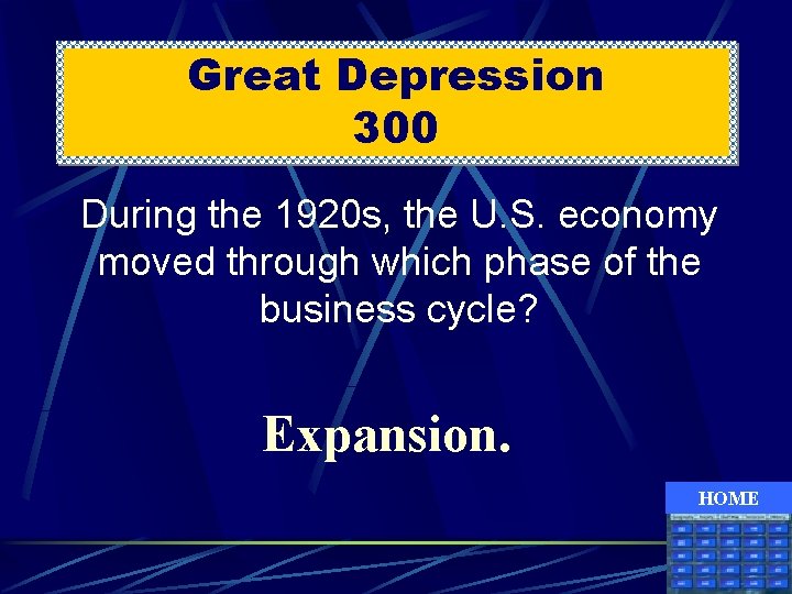 Great Depression 300 During the 1920 s, the U. S. economy moved through which