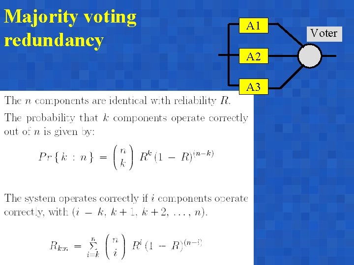 Majority voting redundancy A 1 A 2 A 3 A. Bobbio Reggio Emilia, June Majority voting redundancy A 1 A 2 A 3 A. Bobbio Reggio Emilia, June