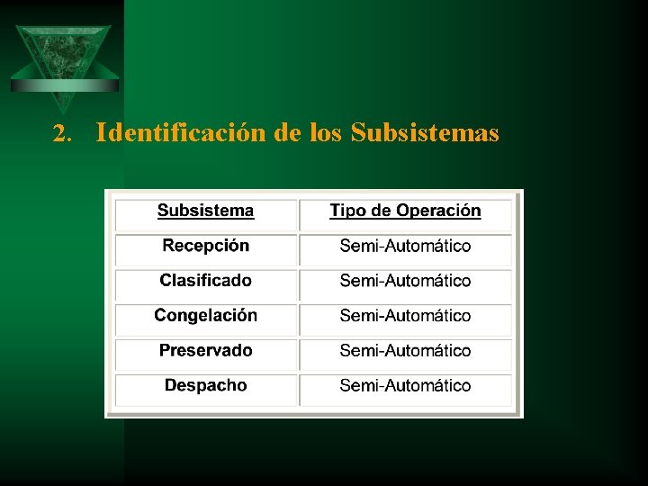 2. Identificación de los Subsistemas 