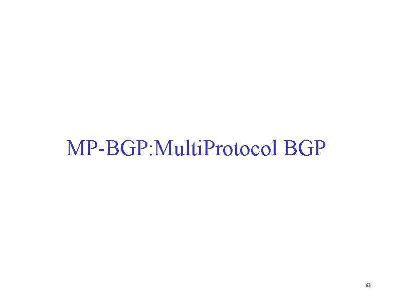 MP-BGP: Multi. Protocol BGP 63 