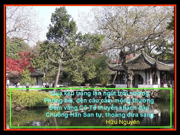  Quạ kêu trăng lặn ngút trời sương Phong bãi, đèn câu cắm mộng