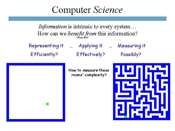 Computer Science Information is intrinsic to every system… How can we benefit from this