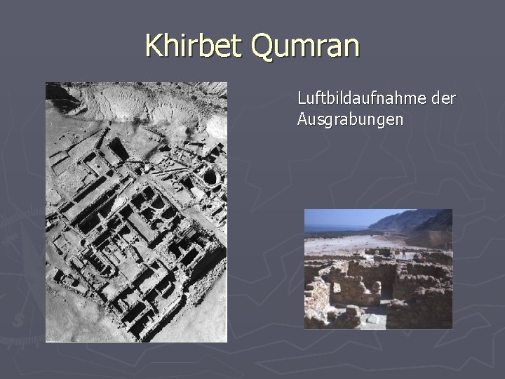 Khirbet Qumran Luftbildaufnahme der Ausgrabungen 
