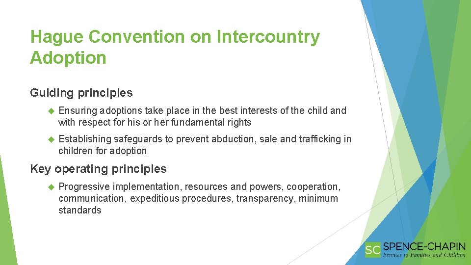 Hague Convention on Intercountry Adoption Guiding principles Ensuring adoptions take place in the best