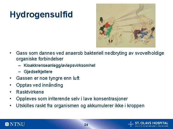 Hydrogensulfid • Gass som dannes ved anaerob bakteriell nedbryting av svovelholdige organiske forbindelser –