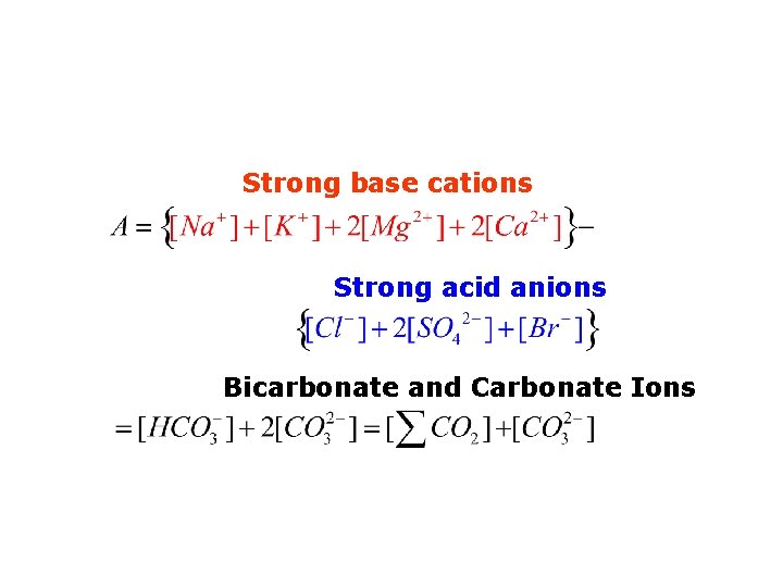 Strong base cations Strong acid anions Bicarbonate and Carbonate Ions 