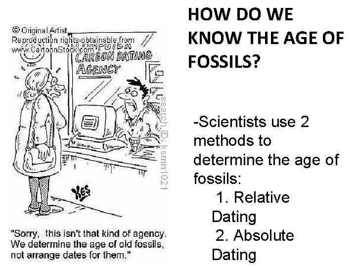 HOW DO WE KNOW THE AGE OF FOSSILS? -Scientists use 2 methods to determine