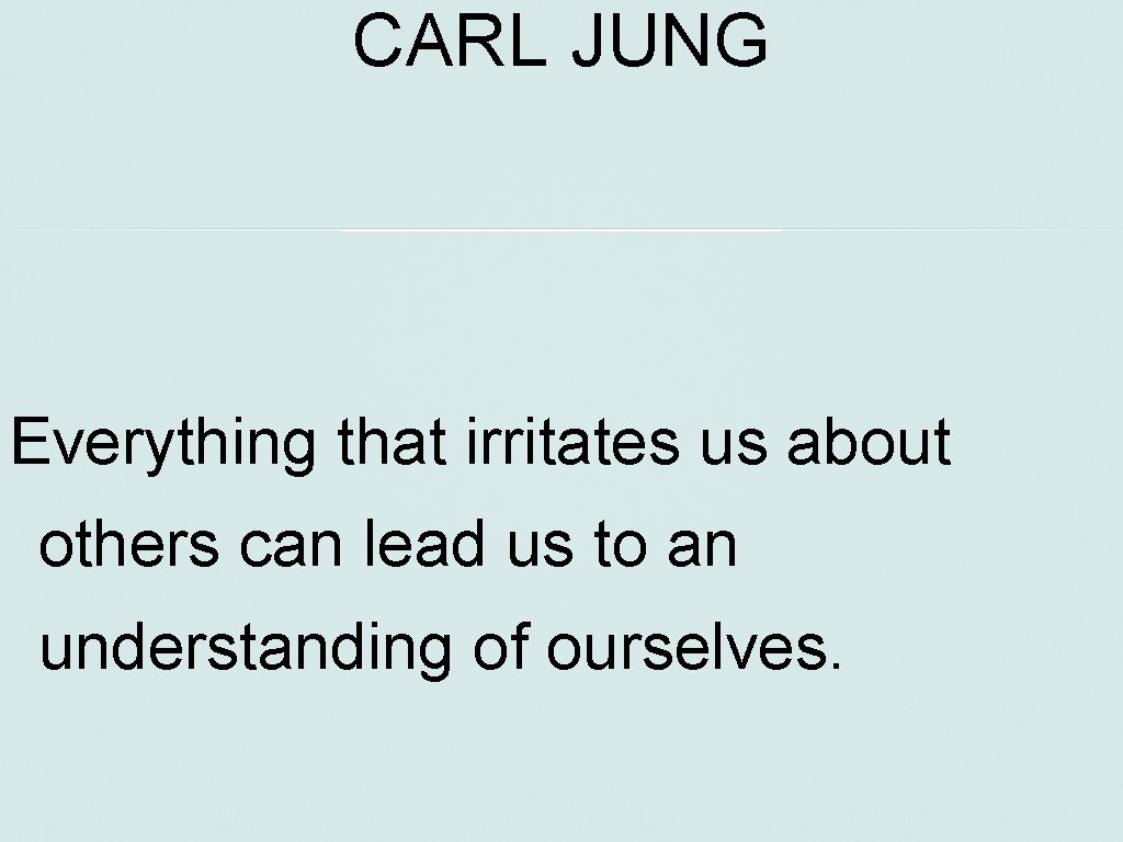 CARL JUNG Everything that irritates us about others can lead us to an understanding