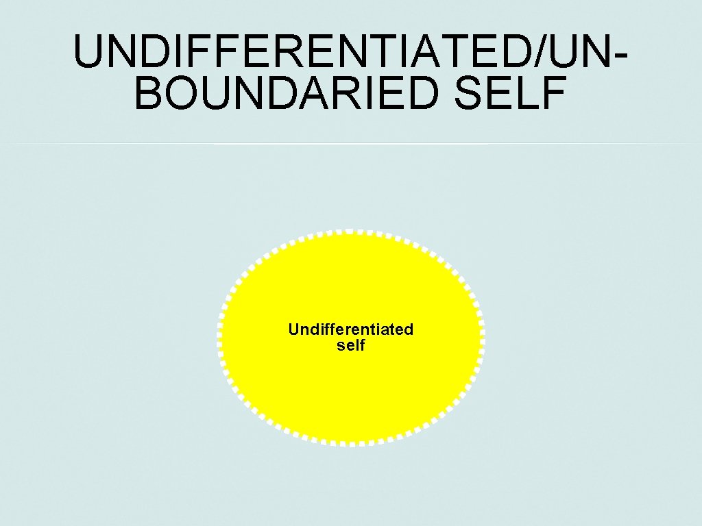 UNDIFFERENTIATED/UNBOUNDARIED SELF Undifferentiated self 