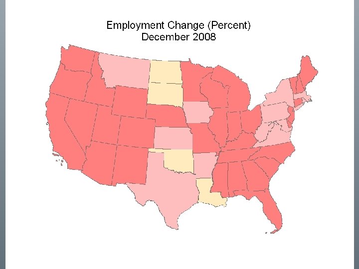Two areas of the country are now experience sharp declines in employment of between