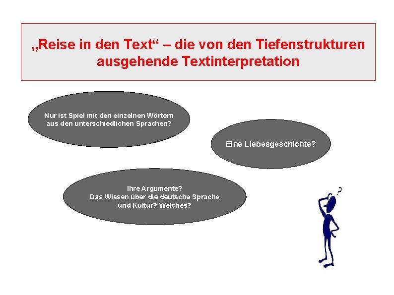 „Reise in den Text“ – die von den Tiefenstrukturen ausgehende Textinterpretation Nur ist Spiel