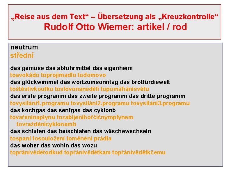 „Reise aus dem Text“ – Übersetzung als „Kreuzkontrolle“ Rudolf Otto Wiemer: artikel / rod