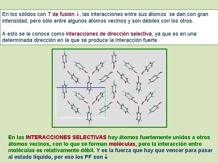 En los sólidos con T de fusión , las interacciones entre sus átomos se