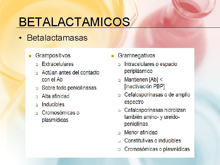 BETALACTAMICOS • Betalactamasas 
