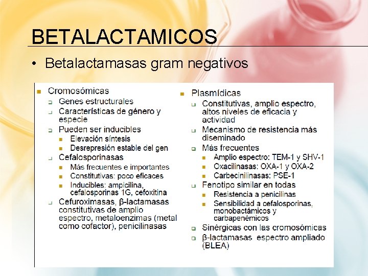 BETALACTAMICOS • Betalactamasas gram negativos 