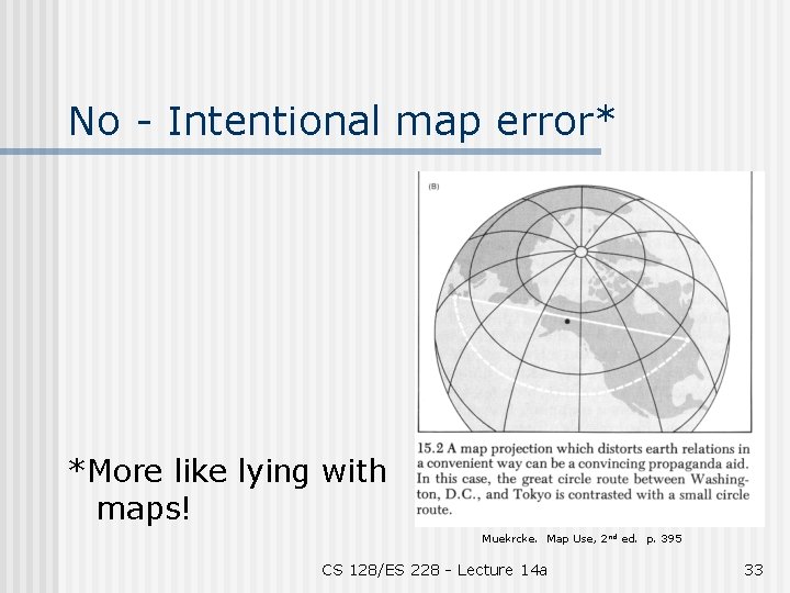 No - Intentional map error* *More like lying with maps! Muekrcke. Map Use, 2