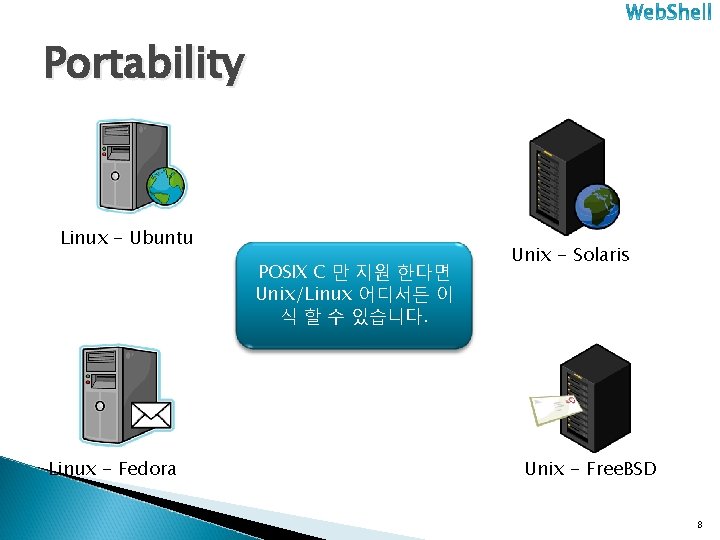 Portability Linux - Ubuntu POSIX C 만 지원 한다면 Unix/Linux 어디서든 이 식 할