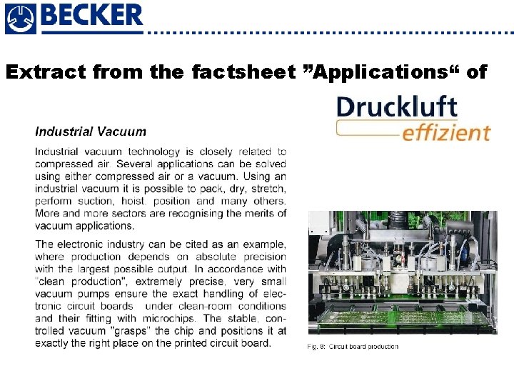 Extract from the factsheet ”Applications“ of 