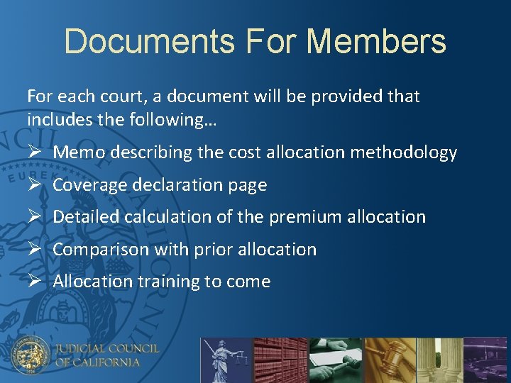 Documents For Members For each court, a document will be provided that includes the