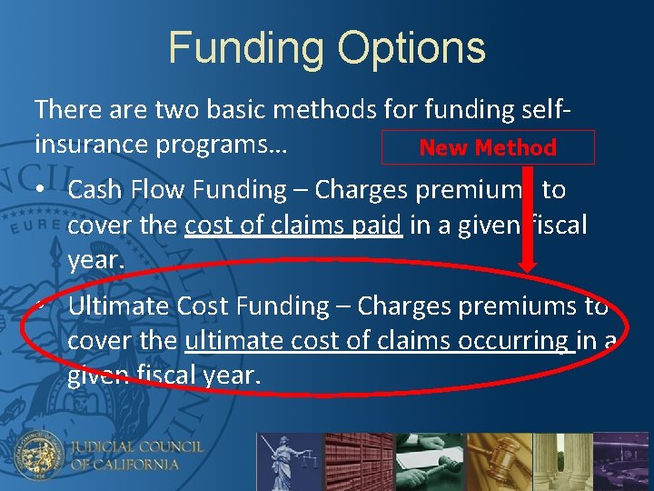 Funding Options There are two basic methods for funding selfinsurance programs… New Method •