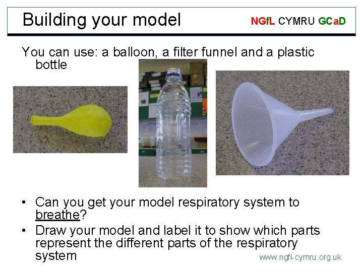 Building your model NGf. L CYMRU GCa. D You can use: a balloon, a