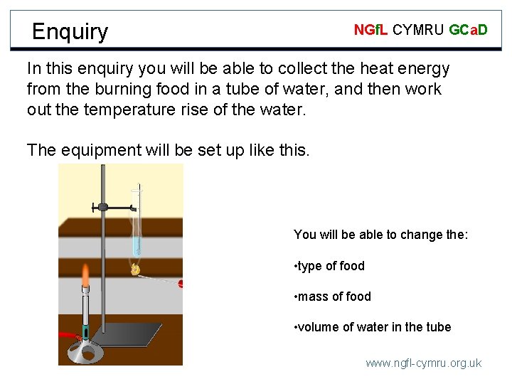 Enquiry NGf. L CYMRU GCa. D In this enquiry you will be able to