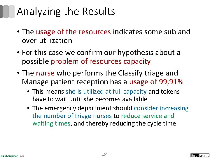 Analyzing the Results • The usage of the resources indicates some sub and over-utilization