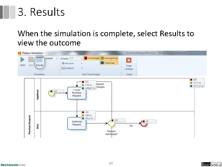 3. Results When the simulation is complete, select Results to view the outcome 60