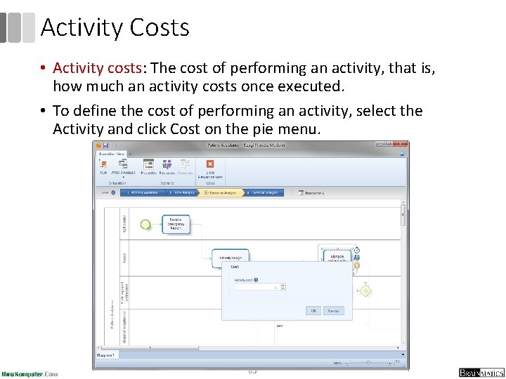 Activity Costs • Activity costs: The cost of performing an activity, that is, how