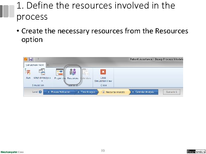 1. Define the resources involved in the process • Create the necessary resources from