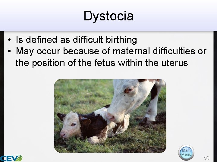 Dystocia • Is defined as difficult birthing • May occur because of maternal difficulties