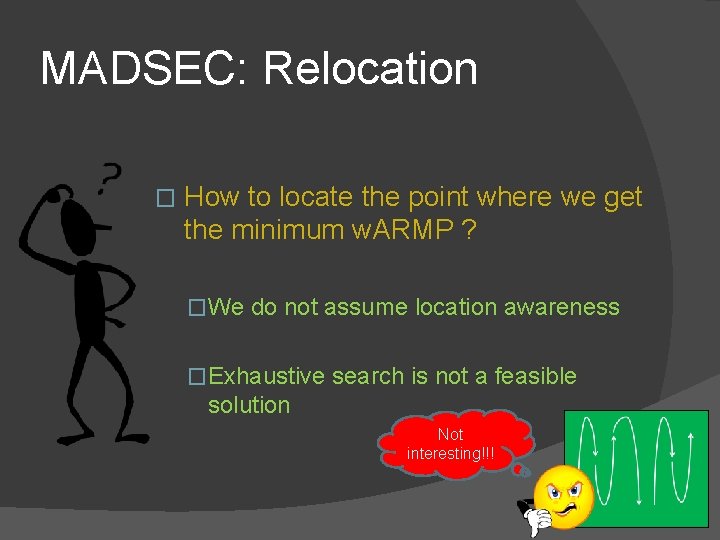 MADSEC: Relocation � How to locate the point where we get the minimum w.
