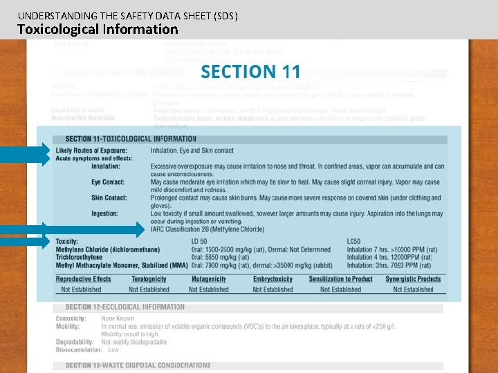 UNDERSTANDING THE SAFETY DATA SHEET (SDS) Toxicological Information 