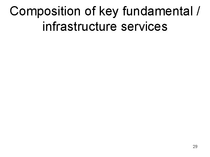 Composition of key fundamental / infrastructure services 29 