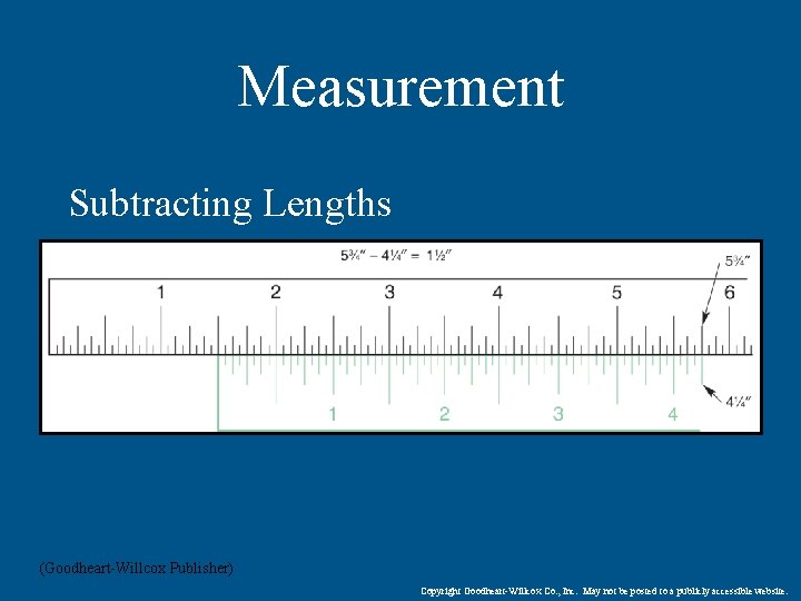 Measurement Subtracting Lengths (Goodheart-Willcox Publisher) Copyright Goodheart-Willcox Co. , Inc. May not be posted